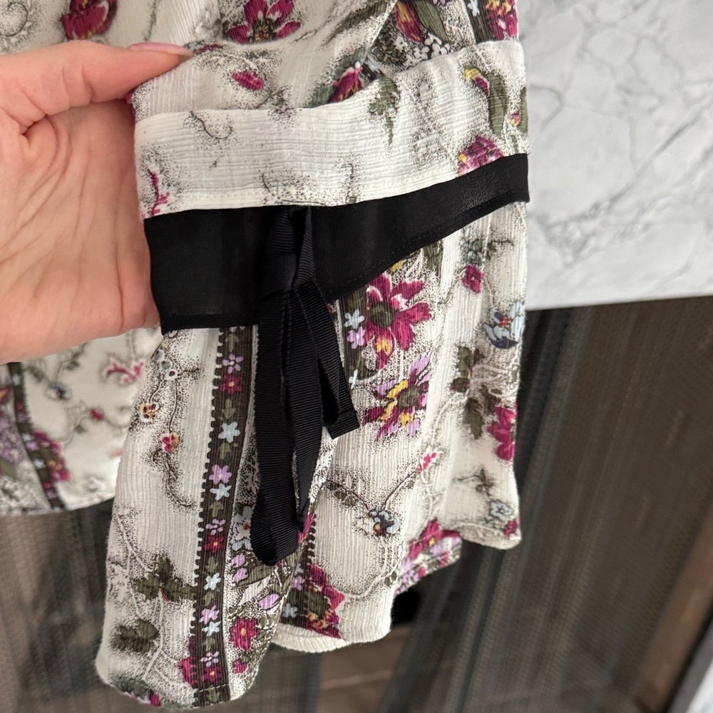 Club Monaco Floral Ruffle Blouse - Cream and Pink - Picture 3 of 3